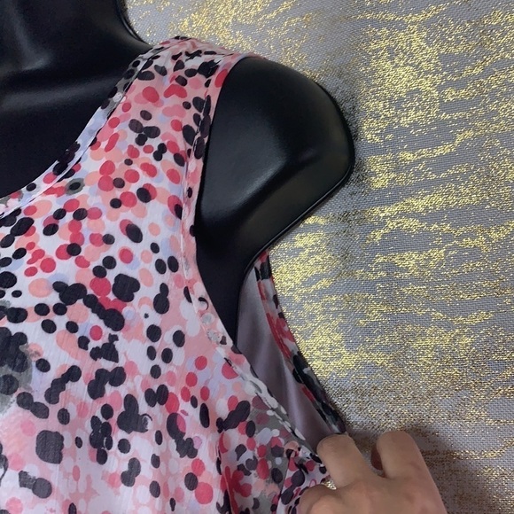 H&M Collection Pink/Grey Asymmetrical Polka Dot Layered Mini Dress Size M - Picture 3 of 11